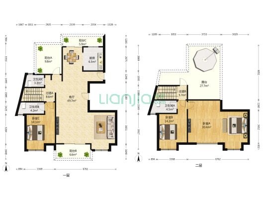 融侨观邸二期 3室1厅3卫 145平方