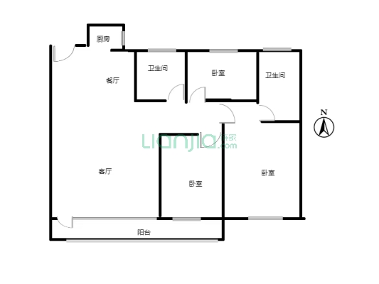 南北通透格局 楼层好 视野宽阔 配套设施齐全-户型图