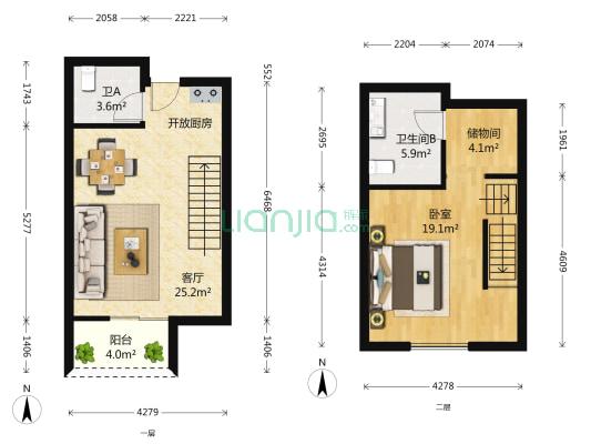 浦锦路1306号 1室1厅2卫 49平方