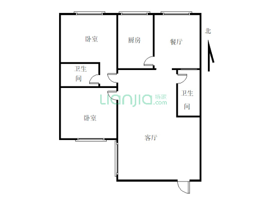 上西两居室可以当三室的住房，中间楼层-户型图