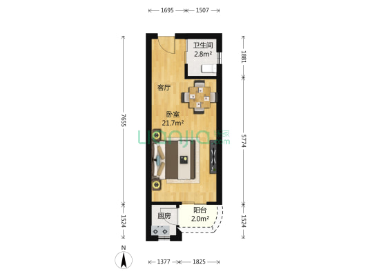 南油B区 1室1厅 315万