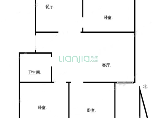 房本满五，南北通透三居室。采光好，视野无遮挡-户型图