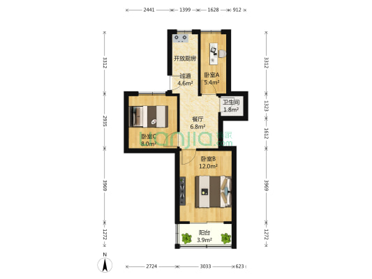 火药局弄49号 3室1厅1卫 55平方
