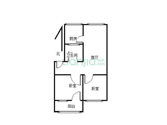 国昌开发楼76平2室2厅1卫有证满二户型好适合居住-户型图