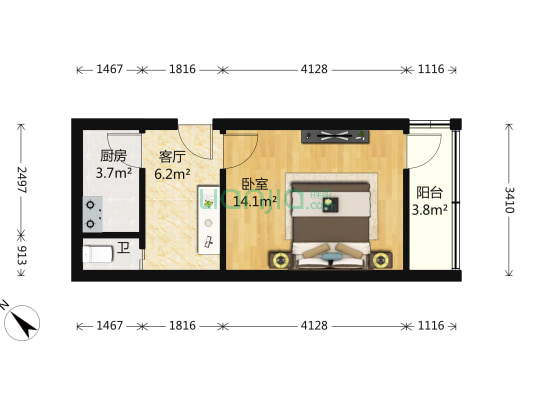 慕贤里 1室1厅1卫 38平方