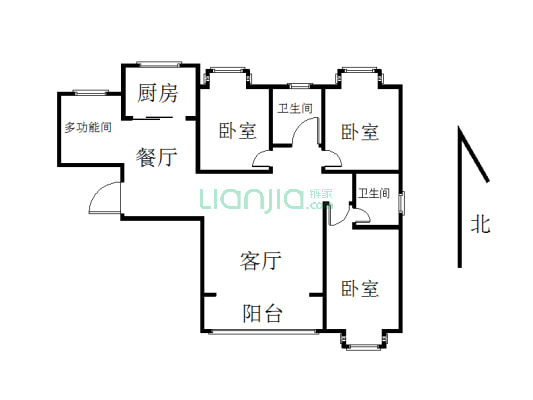 本房源属于居家优质房子，房源方正的三室户型-户型图
