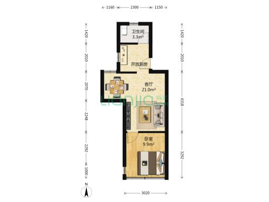车站南路407弄 1室1厅1卫 45平方