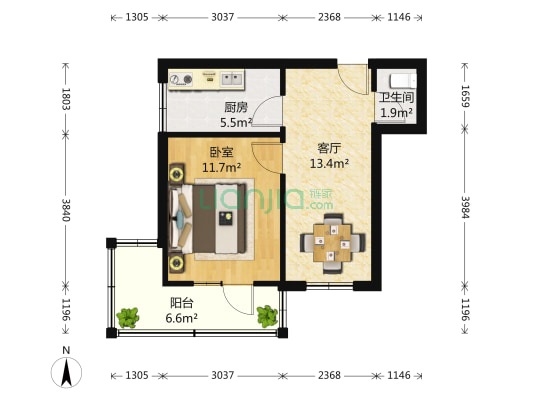 和平里(塘沽区) 1室1厅1卫 48平方