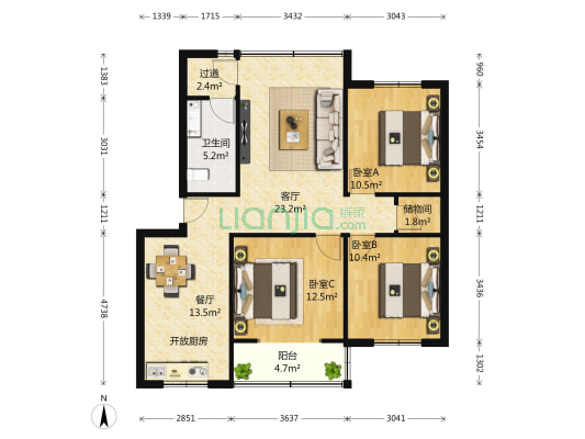 紫瑞一巷八号 3室2厅1卫 104平方