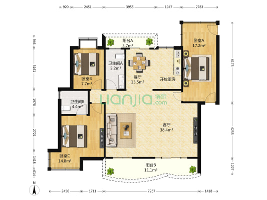 联通佳苑 3室2厅2卫 142平方