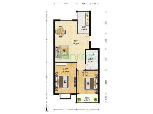 福岭嘉苑D区 2室1厅1卫 95平方