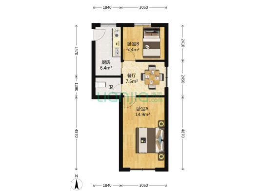 丰二小区 2室1厅1卫 60平方