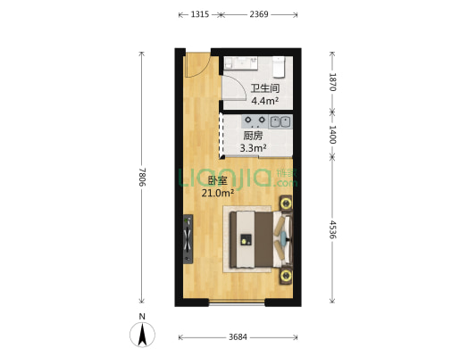 玉竹园小区一里 1室0厅1卫 39平方