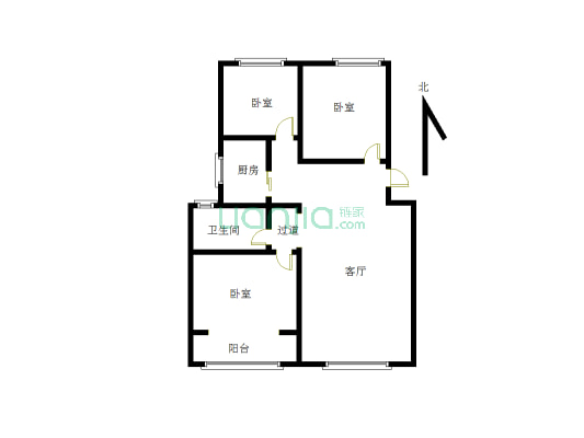 急售经济适用房三室一厅一卫，步梯高层  可分期可全款-户型图