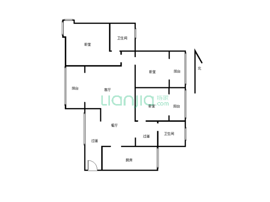 横厅结构+主卧带卫生间+卧室对中庭+位置安静-户型图