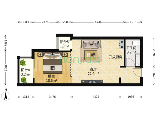 夏都盈座 西向开间 不临街 临近地铁