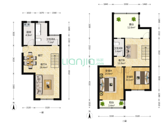 仙霞大郡 2室2厅2卫 109平方