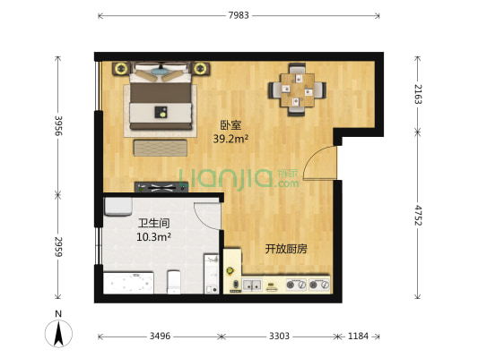 奥加国际公寓 1室0厅1卫 72平方