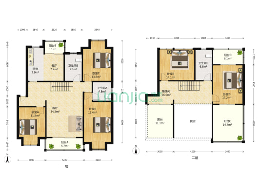 亲水半岛苑 5室2厅3卫 199平方