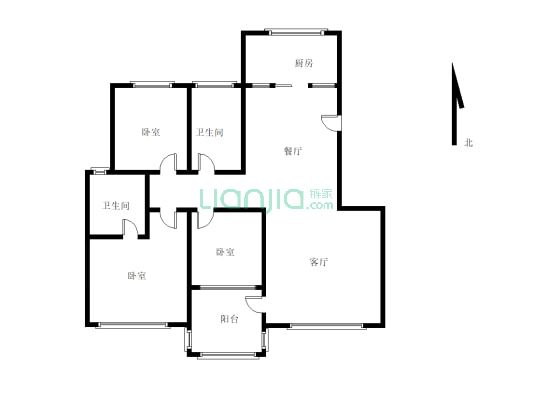 锦华小区  三室两厅两卫   满五唯一  适合居住-户型图