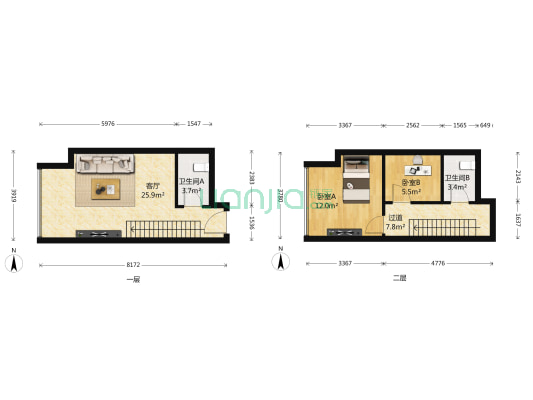 青年工社 2室1厅2卫 50平方
