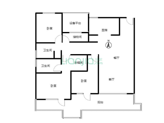 高新区中冶二期大三居，南北通透，无遮挡-户型图