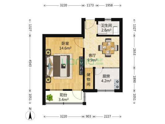 震泽二村 1室1厅1卫 45平方