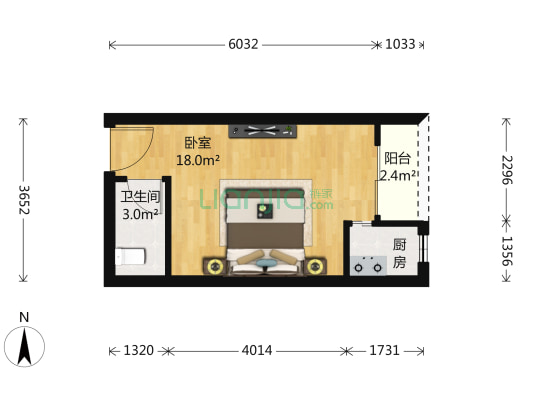 蓝光香槟广场 1室0厅1卫 40平方
