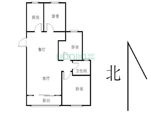 东新区，恒大名都，经典小三房，户型方正，-户型图