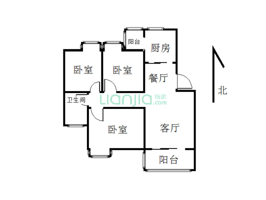 佳田塞纳城 简装三室两厅 有证随时过户-户型图
