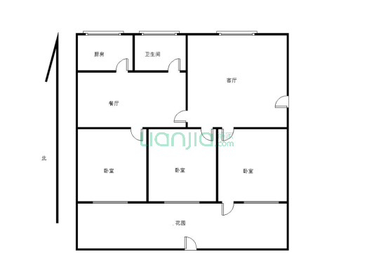 房子一楼带院 简单装修 空间大  格局方正-户型图