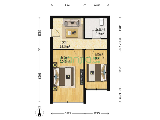 马泾桥一村 2室1厅1卫 51平方