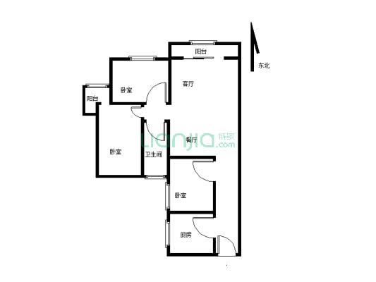 标准2室比其它户型宽几个平方的，住家装修，户型方正-户型图