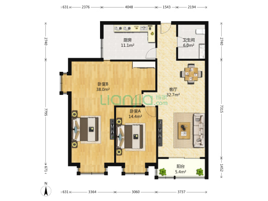 金龙蟠家苑 2室1厅1卫 140平方