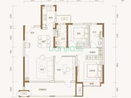 房子一梯两户，集中供暖好楼层，人车分流-户型图