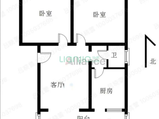 市直小区 2室1厅 南 北-户型图