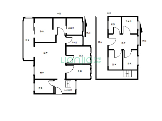 3连跃江景房，看房方便，5房可分两层居住-户型图