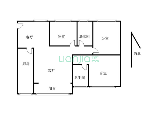 高新区精装3室、户型周正、小区配套完善、可拎包入住-户型图