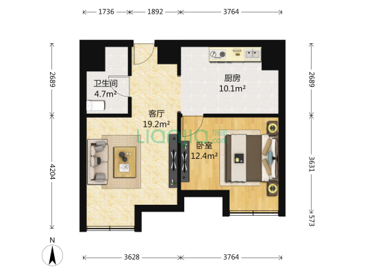 总价低，地铁6号线300米距离，过条马路就是宝龙城