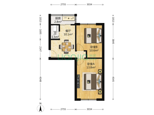 民主街（青云街商圈） 2室1厅1卫 50平方