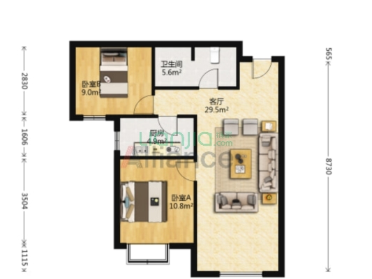 房子是新楼盘的房子，位置好，交通方便，北京通勤必备-户型图