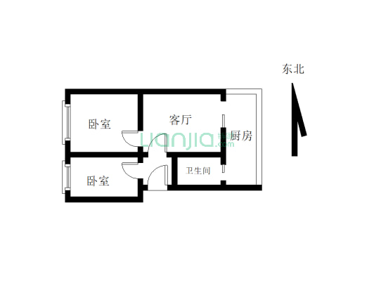 三江厂宿舍两室，总价低，读书方便-户型图