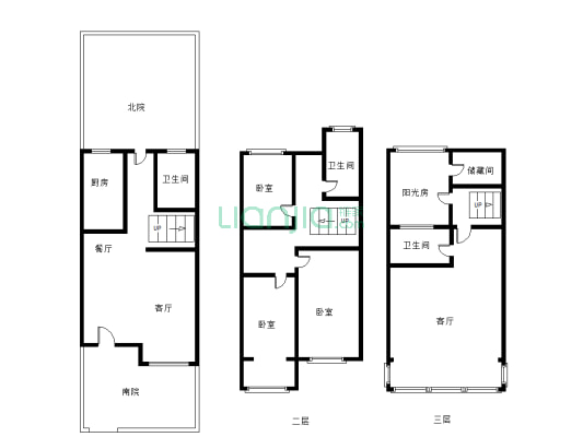 联合六号院 联排别墅 集中供暖 车位免费-户型图