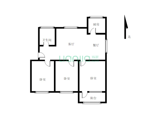 出售运管小区简单装修，三室两厅一卫，家具家电齐全-户型图