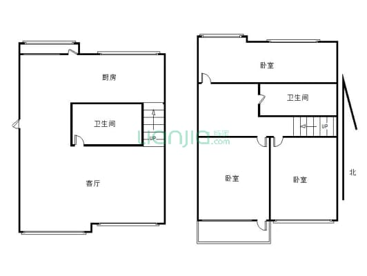 新华休闲公寓 3室1厅 南 北-户型图