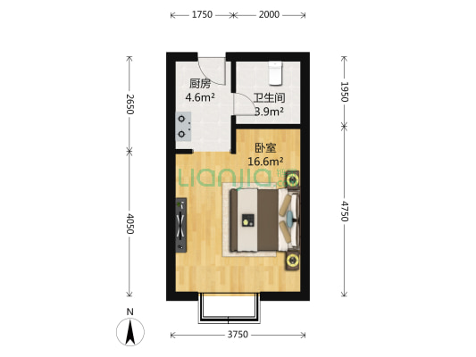 永和生活广场 1室0厅1卫 39平方