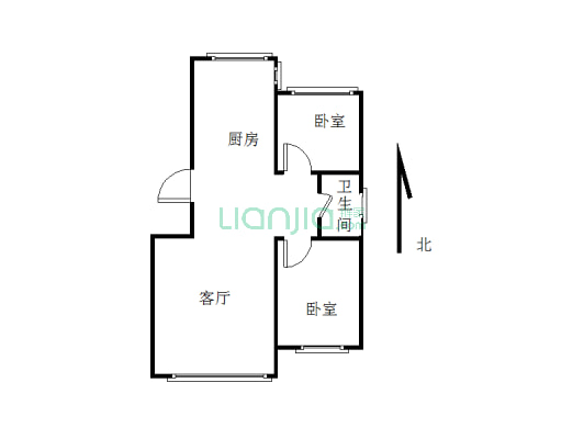 富丽春城东区，两室一厅，步梯六楼-户型图