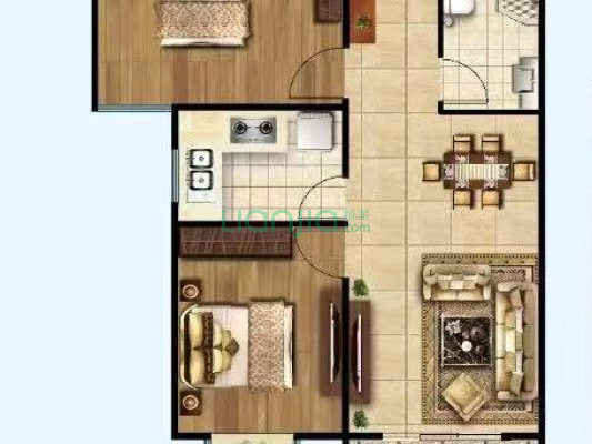 金域中央 两居 中间楼层 集中供暖-户型图