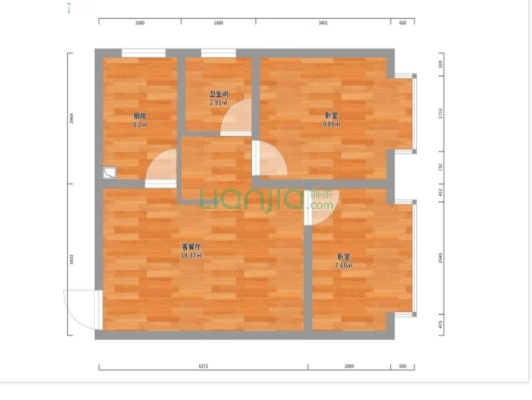 正规一居室户型方正没遮挡采光好，小区环境好-户型图