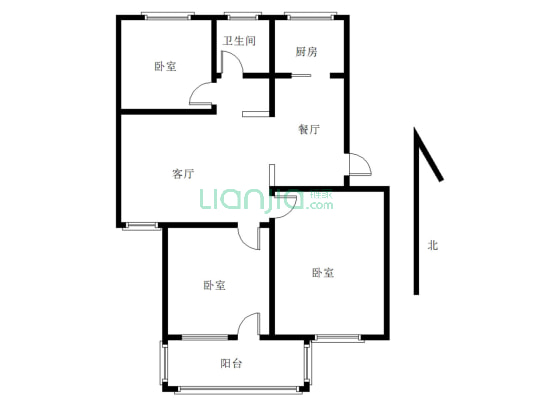 龙凤新村 3室1厅 南-户型图